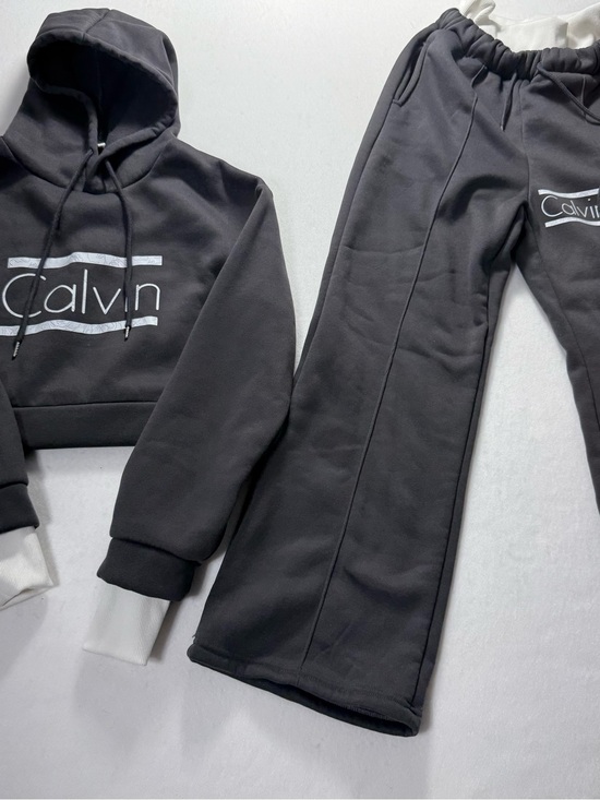Calvin Klein Other - Calvin Klein Black Cropped Hoodie & Lounge Pants Set with White Accents